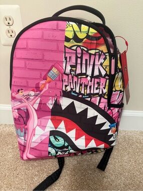 Sprayground Pink Panther Graphic Kids Backpack in Pink & Black